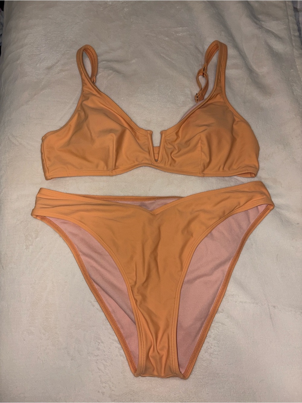 Cupshe Orange V-Notch Bikini Set